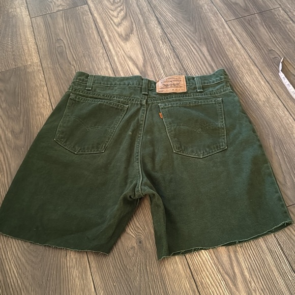 Vintage Levi's Dark Green Jean Shorts jorts 550 relaxed orange tab - Picture 5 of 12